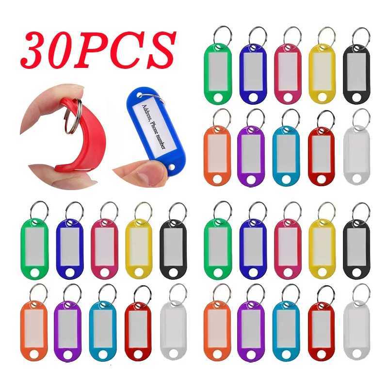 10/30Pcs 10 Colors Multicolor Plastic Keychain ID Labels Tags Luggage ID Tags Hotel Number Classification Card Key Rings Keychain G250802