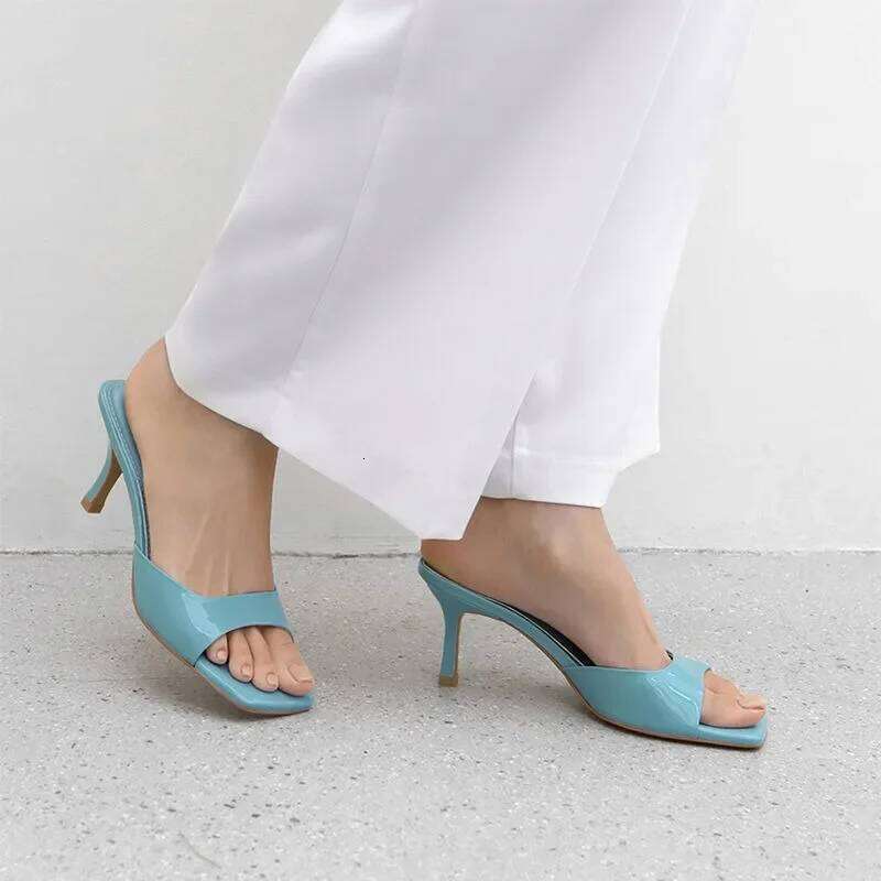 Summer New Fashion Square Open Toe Women Elegant Casual Comfortable Black High designer Heel Sandals