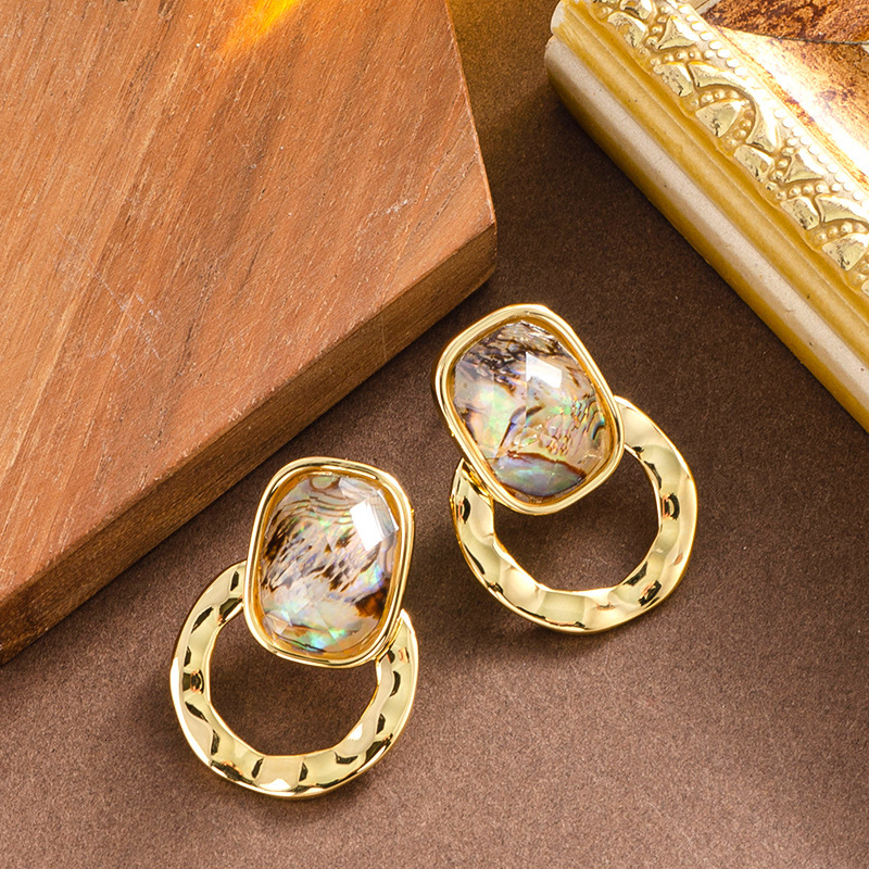 Elegant Fashionable Style Natural Abalone Shell Earrings for Women, Niche Temperament, High-end Sier Needle Ear Jewelry