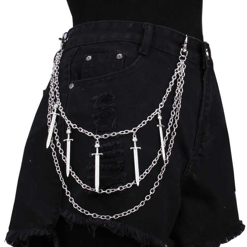 Long Sword Pendant Chain On The Jeans Pants Women Punk Keychains for Men Egirl eBoy Harajuku Grunge Accessories G250802
