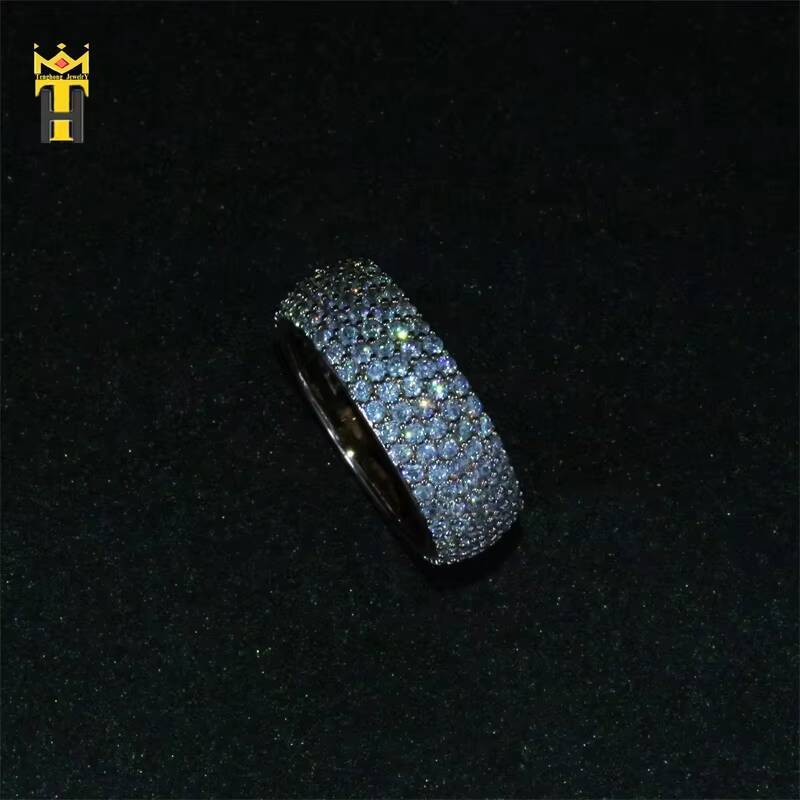 Wholesale Fashion Hip Hop Icedout Gemstone Bling Jewelry Mens Silver Rings