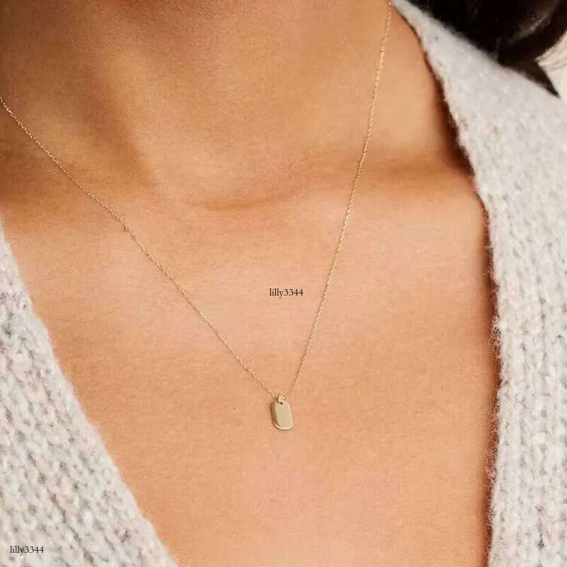 DHCollections Custom Sterling Sier 14/ Gold Plated Vermeil Women Fine Jewelry Classic Dainty Dog Tag Necklace for Ladies
