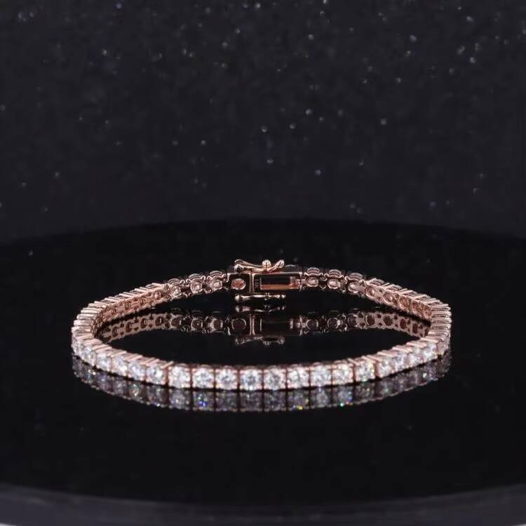 VOAINO Popular 2025 Vs Diamond Chain Round Shape 3mm 4mm Lab Grown Diamond CVD HPHT 14k Solid Gold Tennis Bracelet