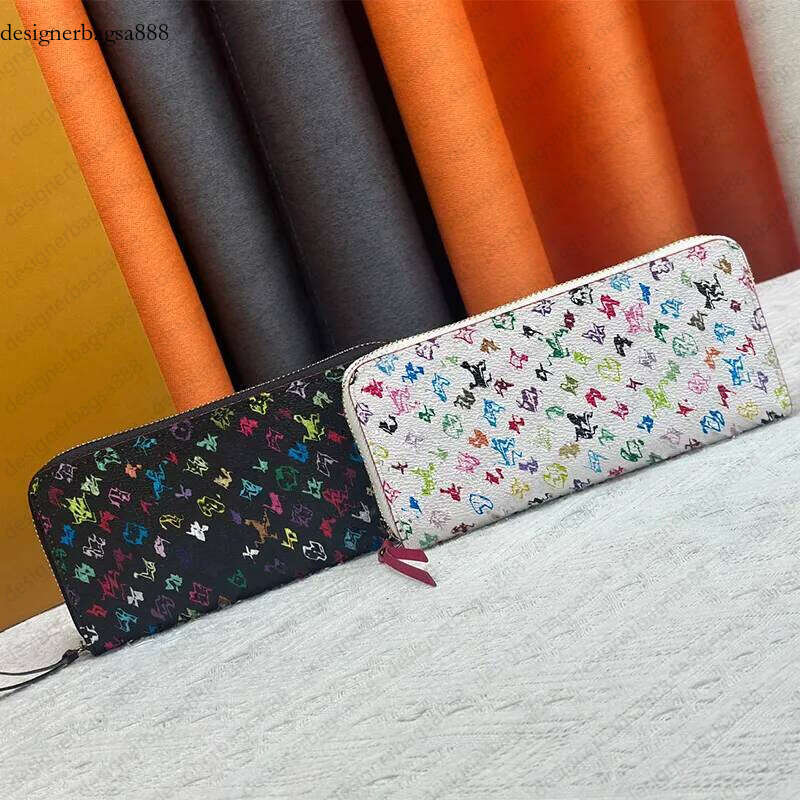 Luxury zipper wallet Designer Card Holders Credit card wallet package coin Pure bag letter pattern pack black wallets card package wallets Takashi MURAKAMI