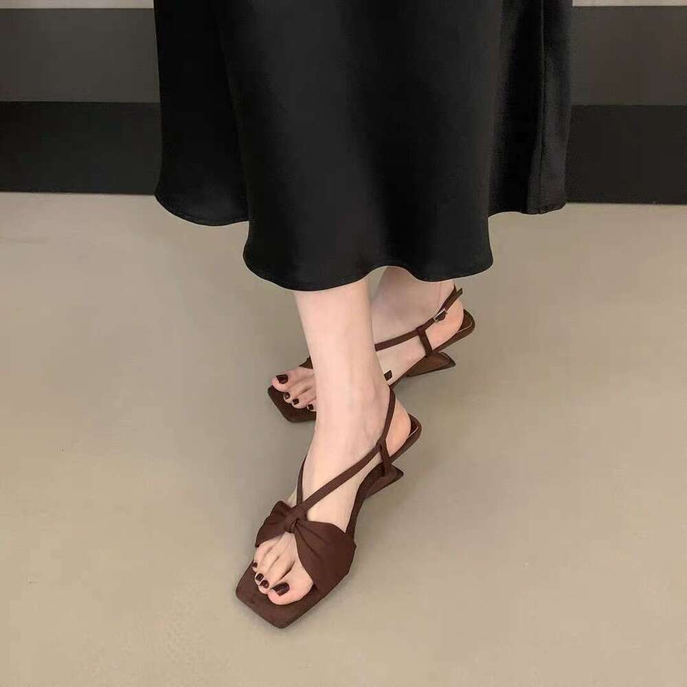 Niche French Style High Heels Bowknot designer shoes Sandals Fairy 2025 New Summer Elegant Matching Dress Roman Shoes