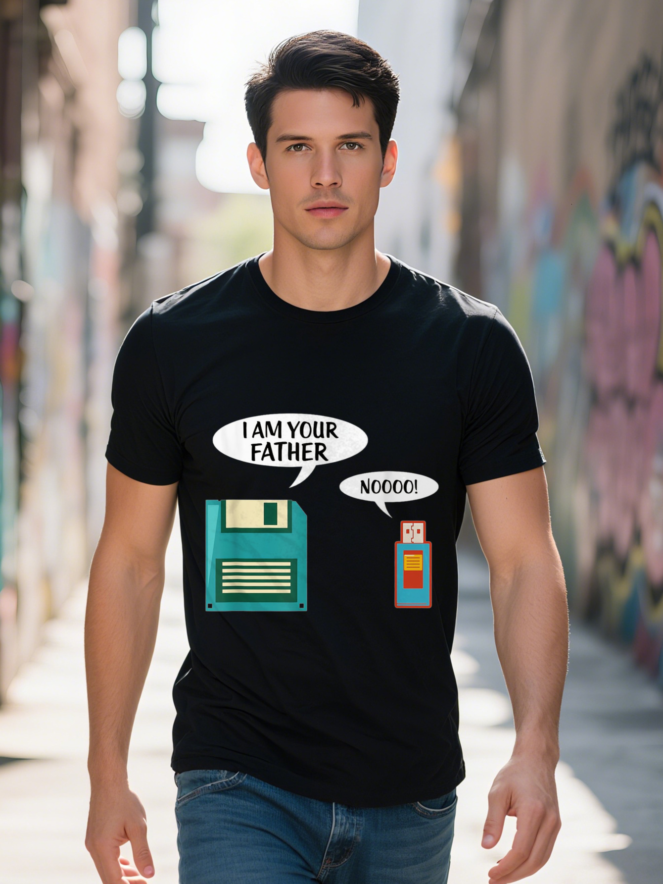 I Am Your Father USB Floppy Disk IT Computer Geek Nerd T Shirt 2137a da683