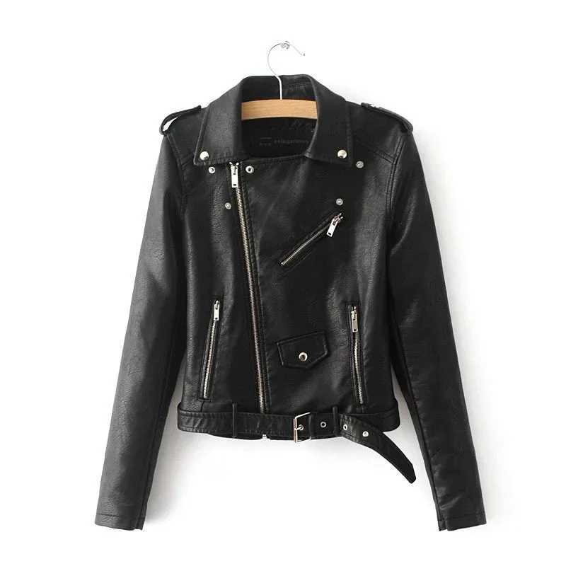 2025 Autumn Black Basic Jacket Women Casual Zipper Short Faux Leather Motorcycle Jacket PU Leather Jacket Ladies Street Coat Z250804