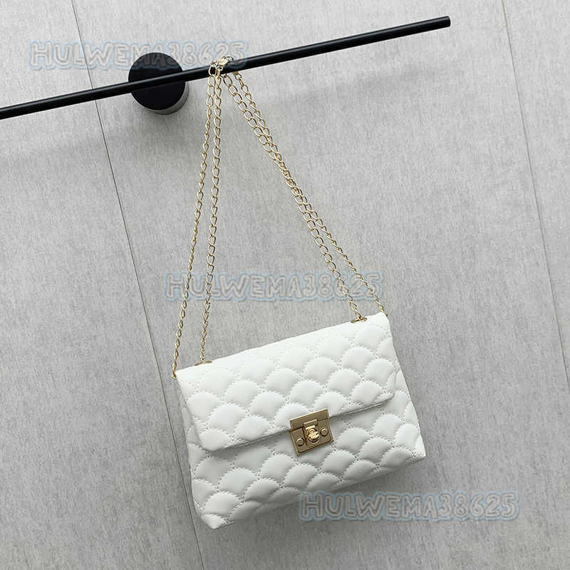 2025 New Simple and Elegant Chain Small Square Bag Shell Embroidered Shoulder Phone Bag H250804