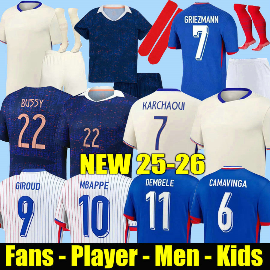 2025 2026 French MBAPPE Soccer Jerey final BENZEMA GIROUD GRIEZMANN SALIBA PAVARD KANTE POGBA THURAM KOLO 2024 25 26 Maillot De Foot Equipe Football Shirt