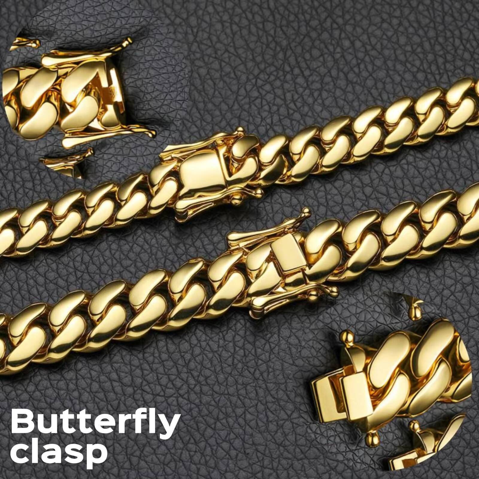 14K 18K Gold Plated Brass 10mm-25mm Cuban Link Chain Bracelet Necklaces Heavy Solid Miami Cuban Chains Hip Hop Necklace for Men