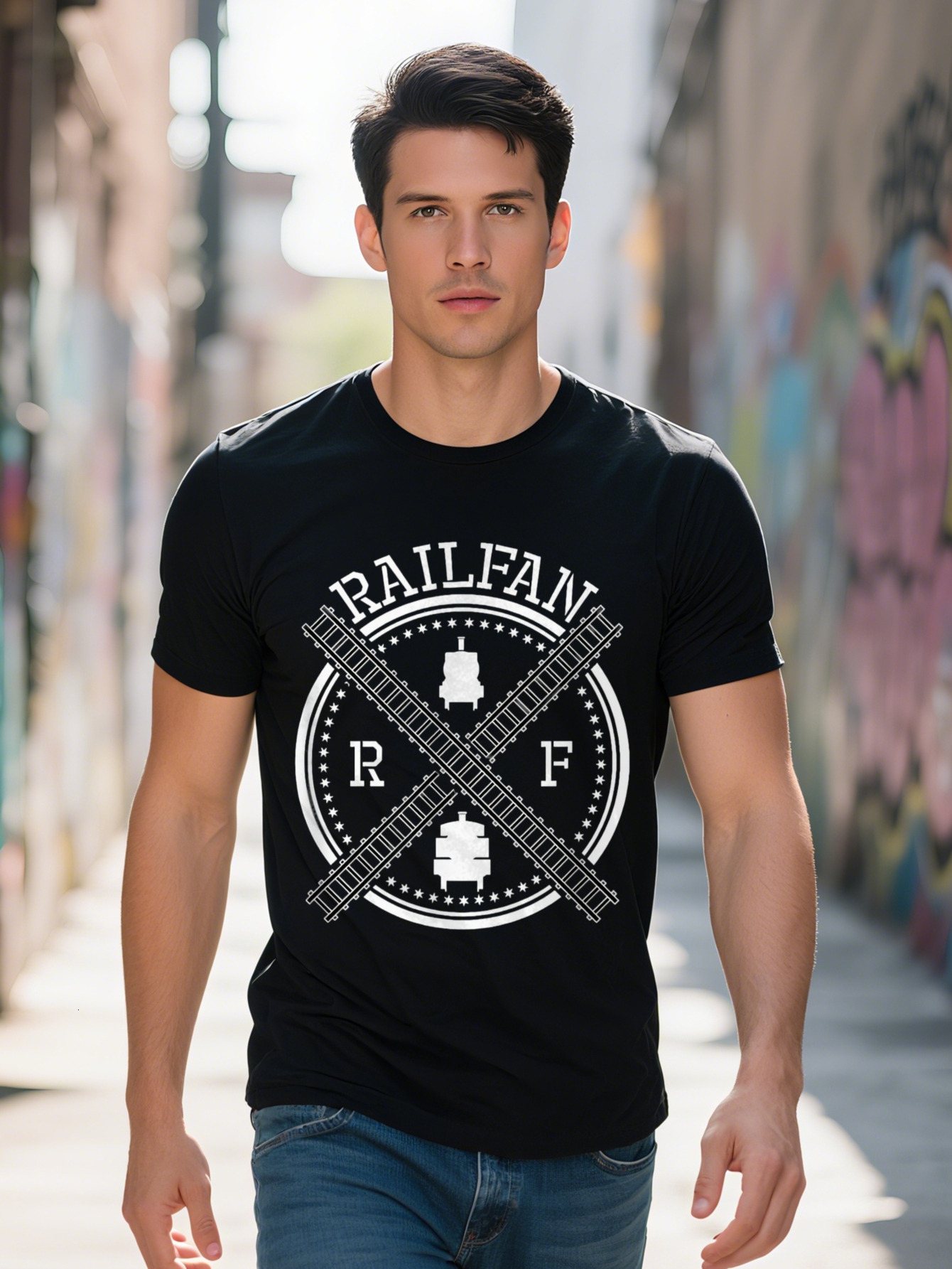 Men's T-shirt g Cotton Railway Train Loving Railfan T Shirt f5a0c