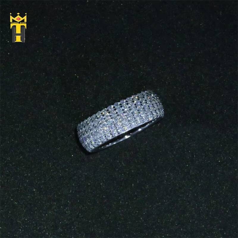 Wholesale Fashion Hip Hop Icedout Gemstone Bling Jewelry Mens Silver Rings