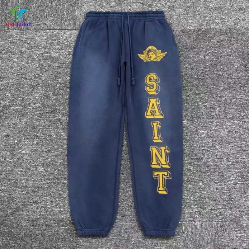 Highest Quality Winter Saint Fashion Retro Blue Angel Distressed Destroyed Sweatpants Casual Pants Saint Suit X250804