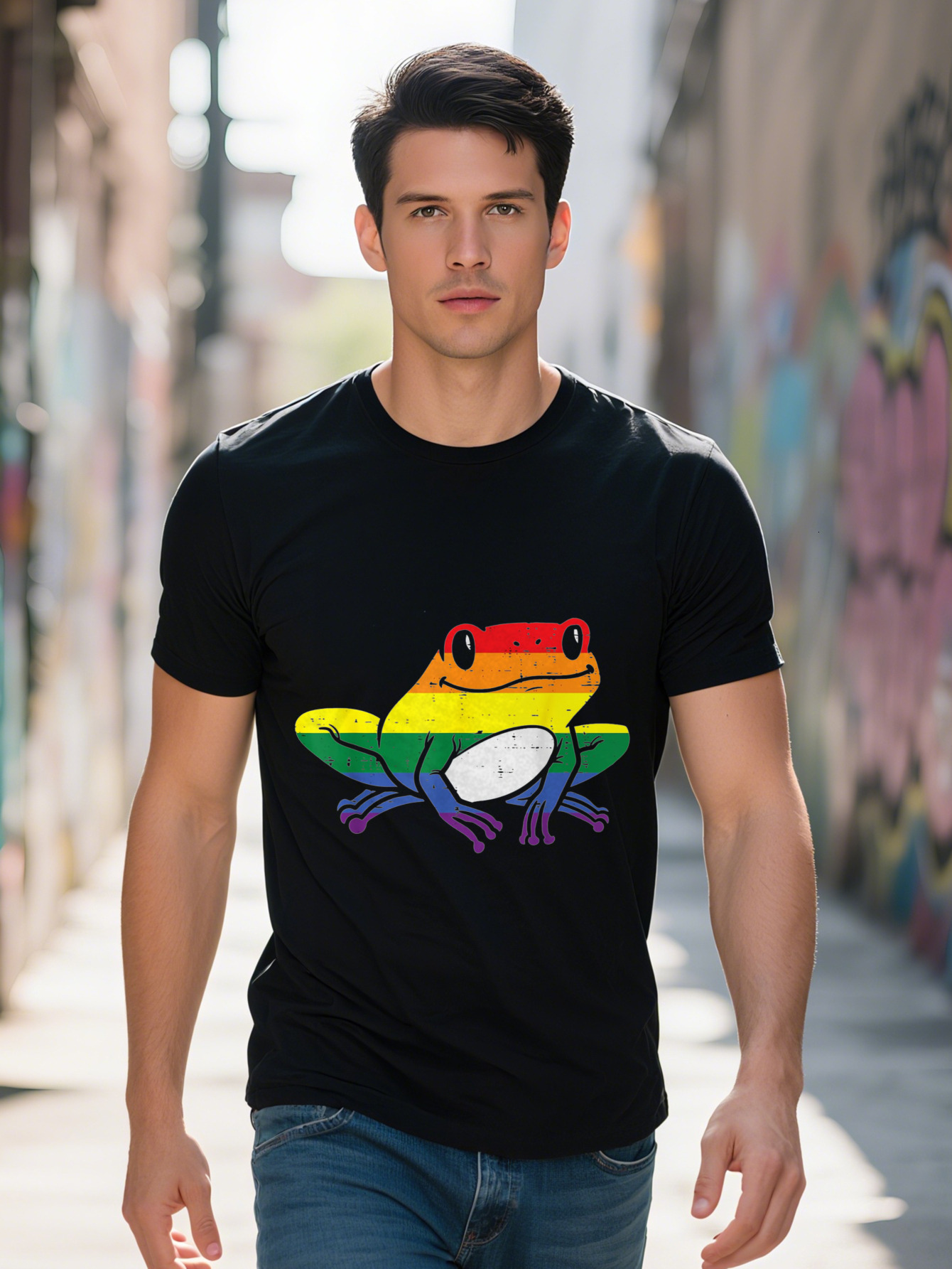 s LGBTQ Frog Graphic T Shirt Cotton g Design Fit Short Sleeve hine Washable Unisex for Men Women bf36c
