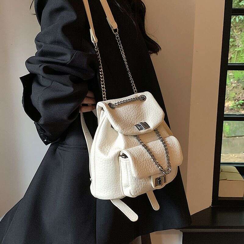 Small New Chain Women's Premium Sense Versatile School Bag Bucket Backpack For Travel