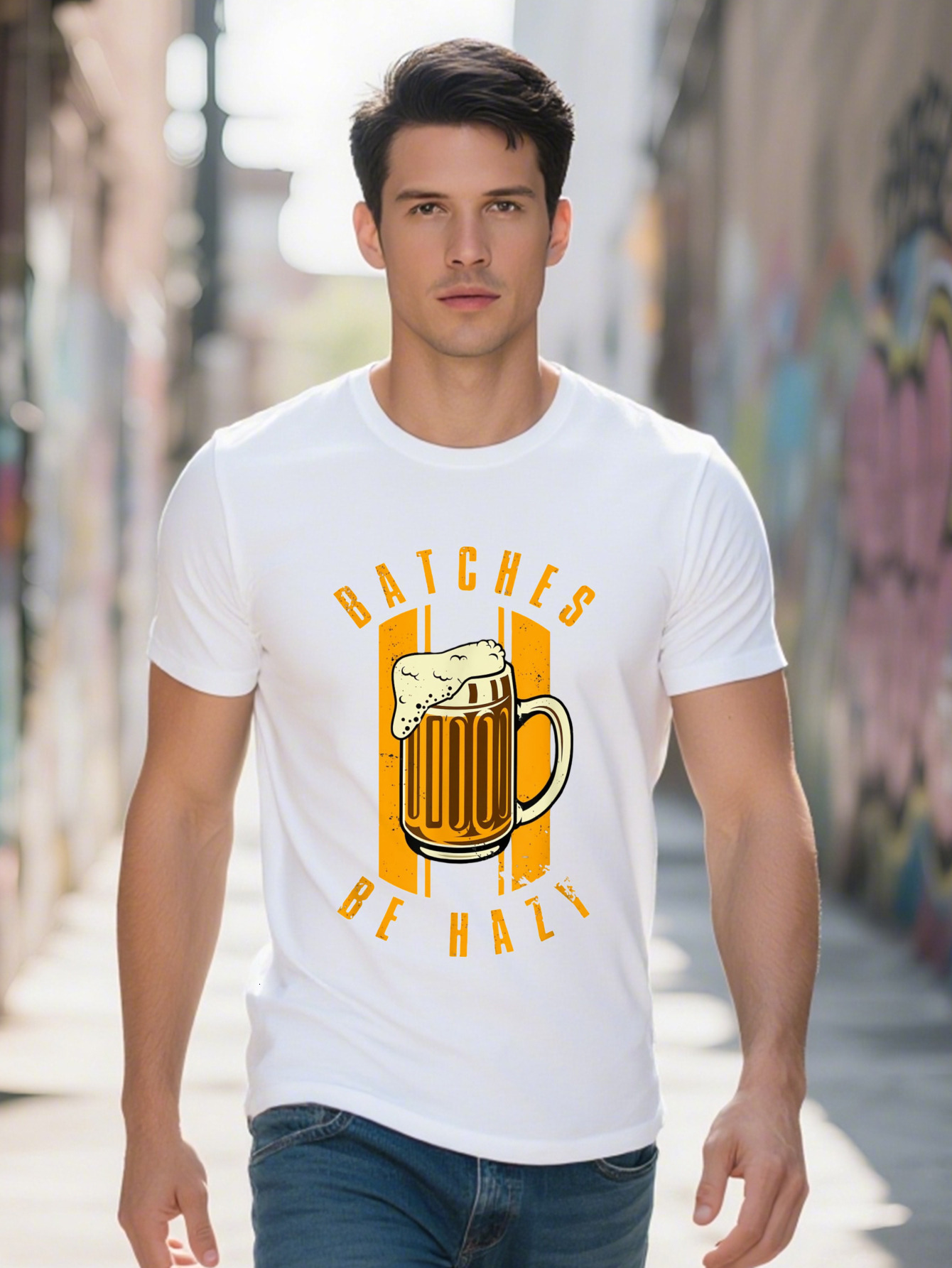 Men s Cotton T Shirt Craft Beer Inspired Design Batches by Hazy Print Casual Short Sleeve Tee for Homebrew 6dfb2