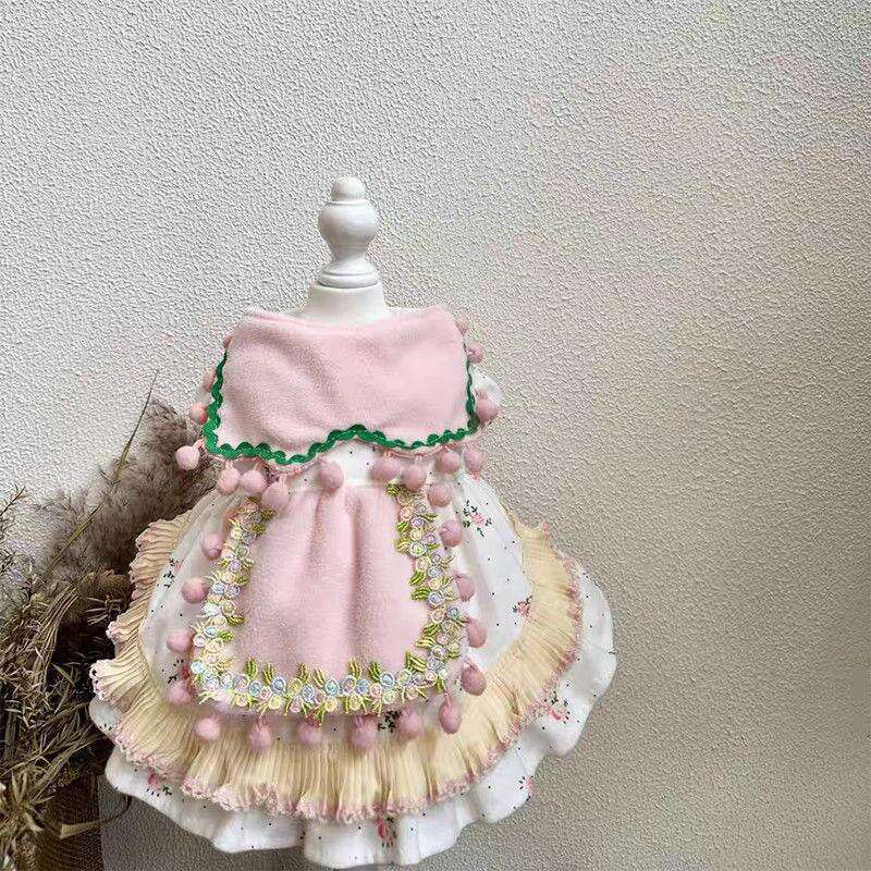 Pet Cat Elegant Style Spring and Autumn Double Layer Princess Small Dog Clothes Dress