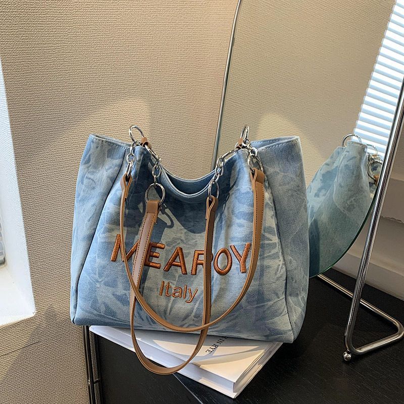 Design Denim Women's Large Capacity Class Commute Shoulder Tote Bag