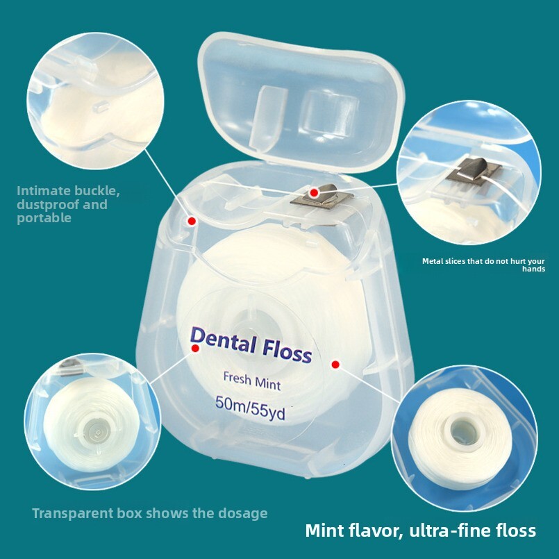 Dental Floss 50m, Mint Flavor Orthodontic Floss Oral Care