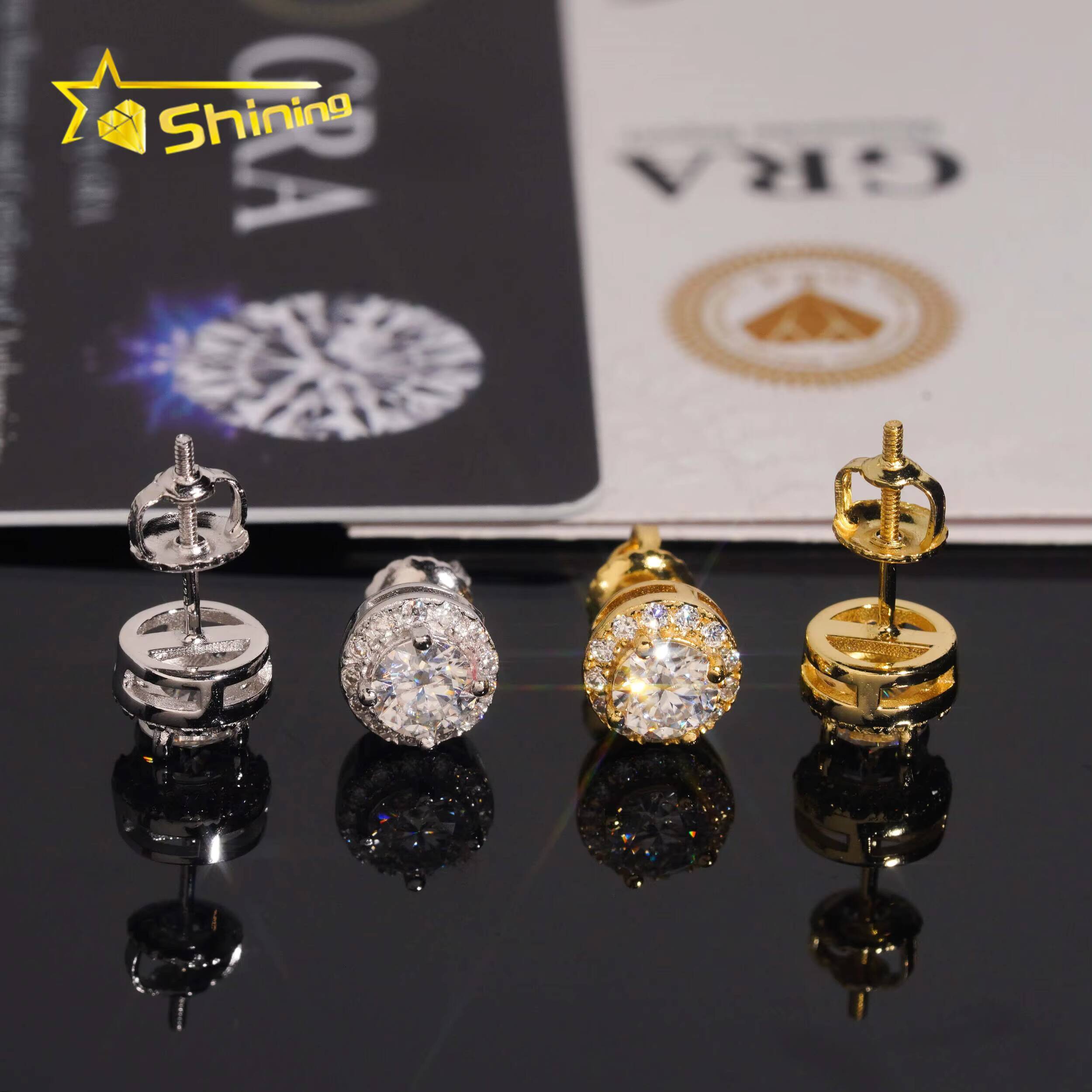 Ready to Ship Classic Prong Setting Hip Hop Earrings 925 Sterling Silver 5MM VVS Round Moissanite Stud Earrings Daily Wear
