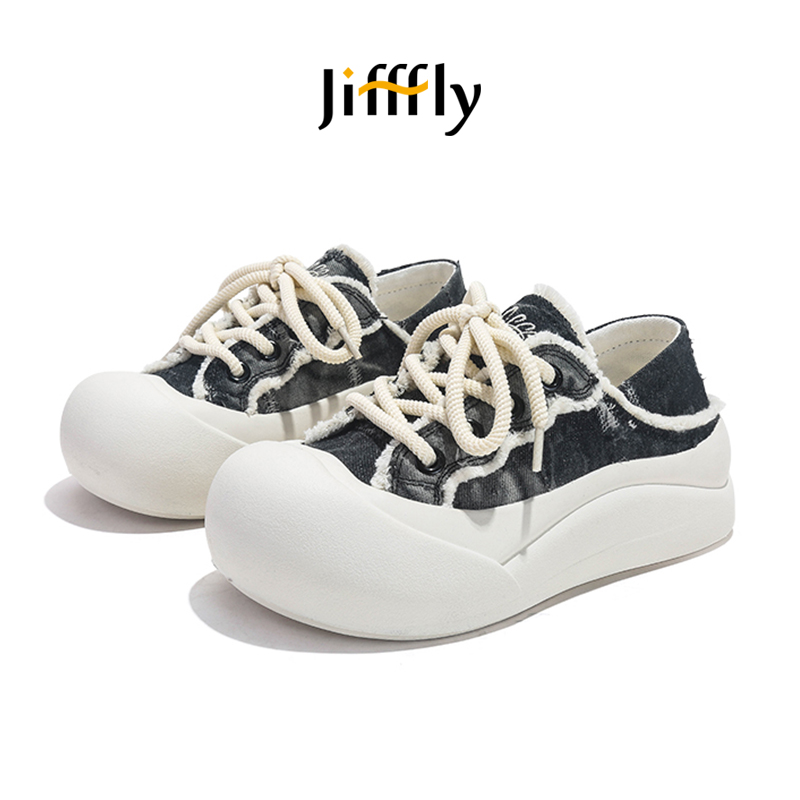 Jifffly Women's 2025 Summer New Original Minority White Shoes Versatile Casual Thick Bottom Slip-on