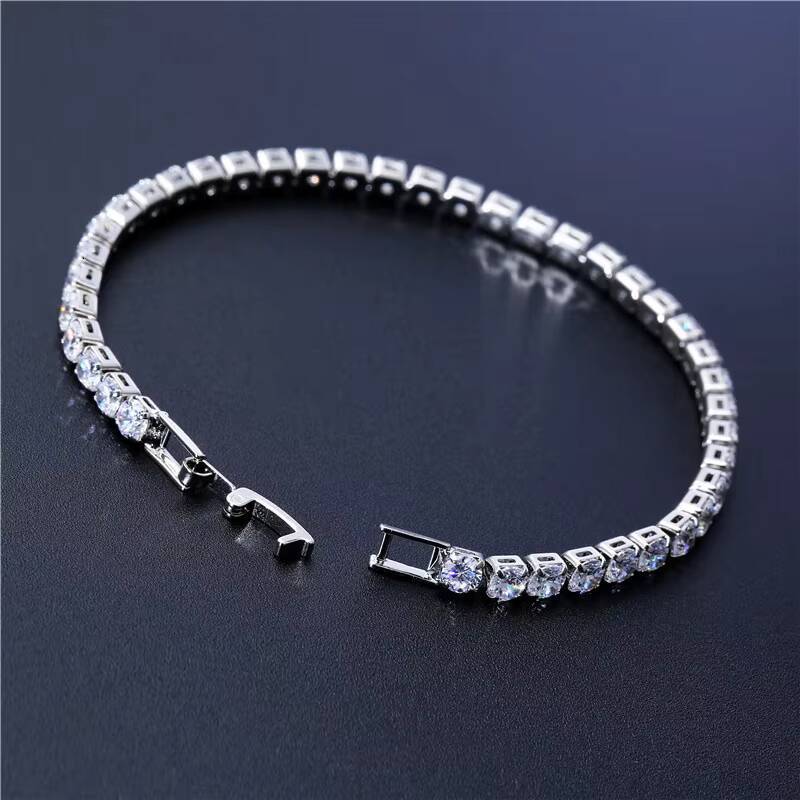 Luxury 4mm Womens Tennis Bracelet Gold Silver Plated Cubic Zirconia Iced out Crystal Diamond Chain Fashion Charm Jewelry