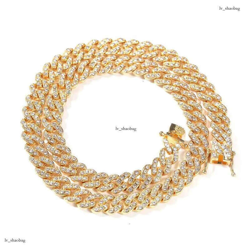 DHCollections 9mm Iced Out Cuban Link Chain Necklace Bracelet Set Hiphop Style Gold Sier Rhinestone Jewellery for men