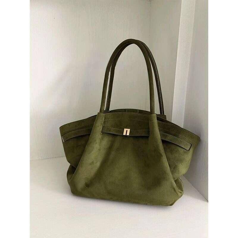 Large Capacity Olive Green Niche Handbag Tote New Autumn Winter Matte Dumpling Commuter Shoulder Bag