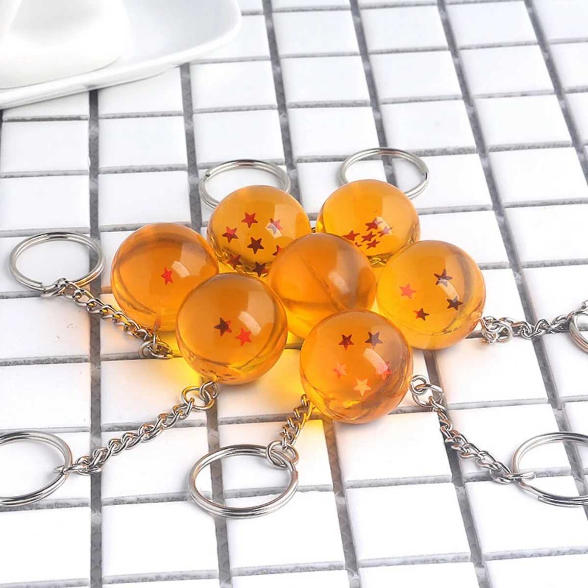 Wholesale Dragon Series 1-7 Stars Balls Keychain Gokus Bead Pendant Metal Key Ring Mens Car Womens Bag Accessories G250802