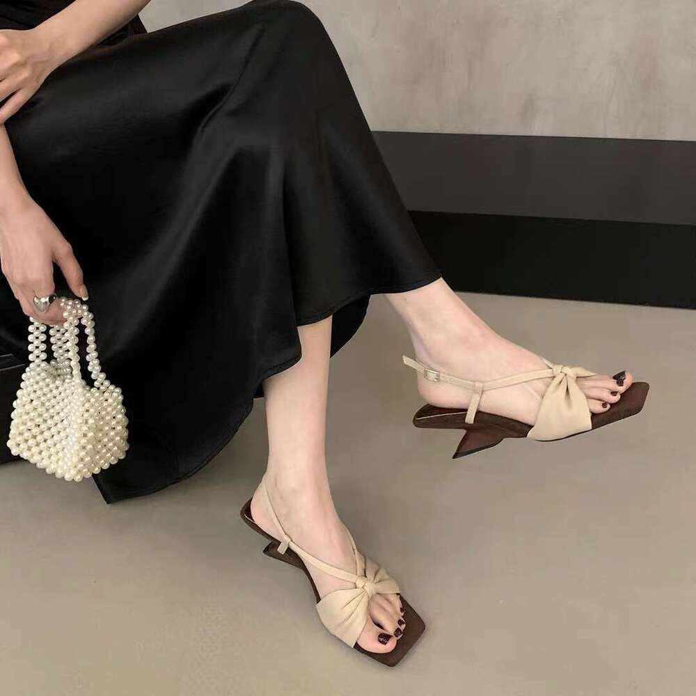 Niche French Style High Heels Bowknot designer shoes Sandals Fairy 2025 New Summer Elegant Matching Dress Roman Shoes