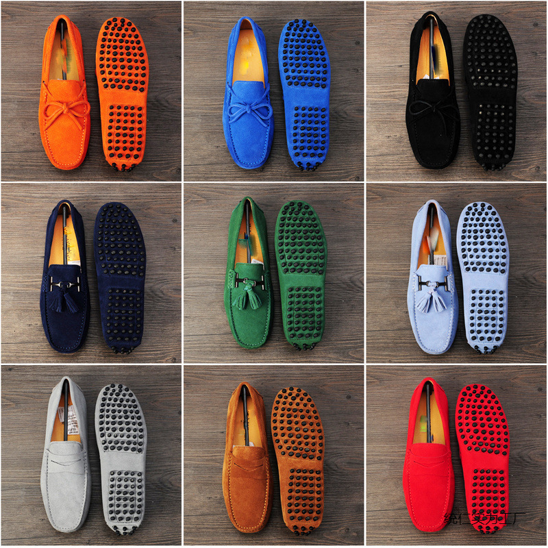 2024 Mens Korean Version Suede Leather Lazy Loafers for Men Social Youth Autumn Genuine Leather Student Shoes 241225