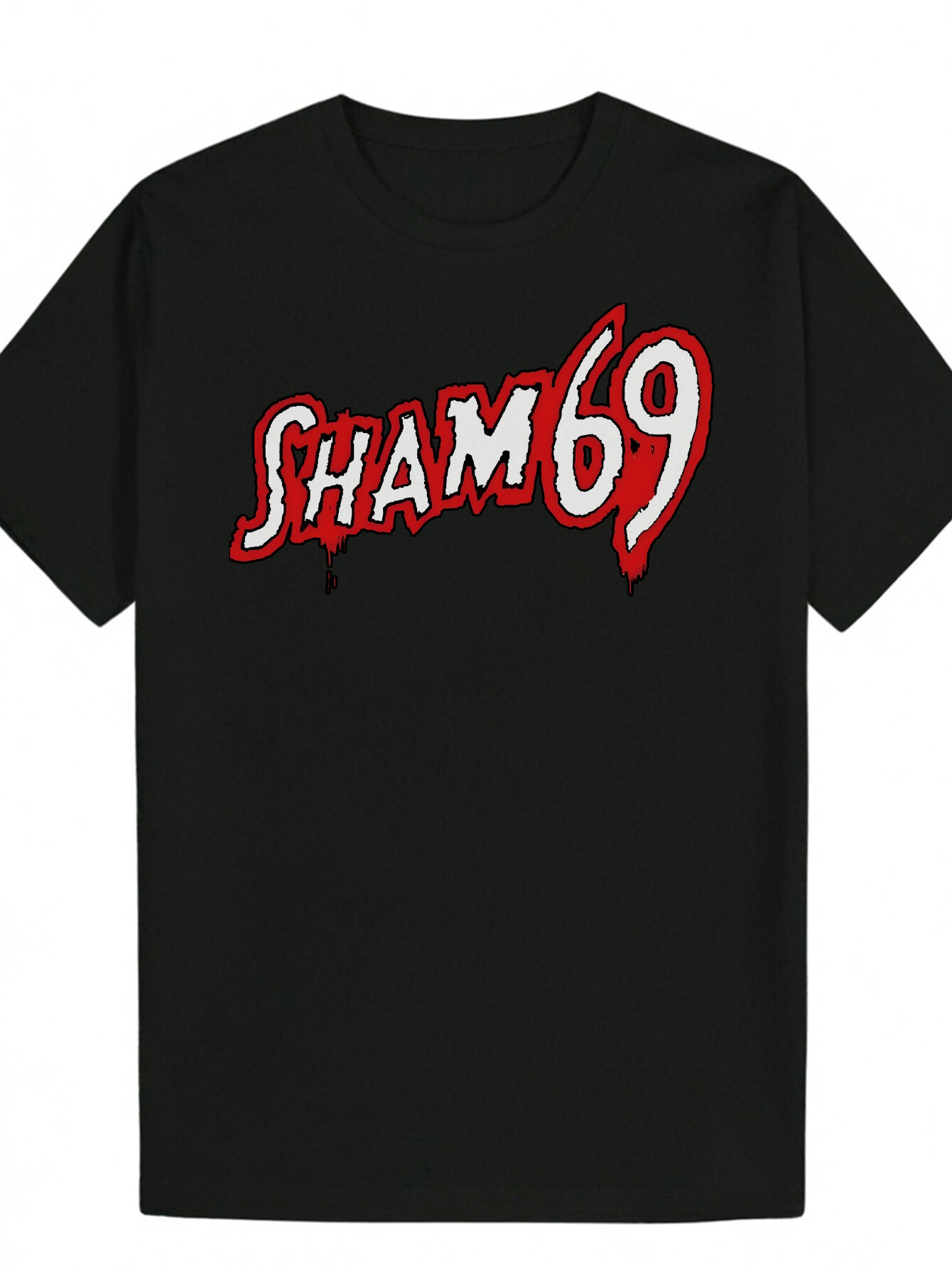 Men's Graphic Eye-catching SHAM69 Red and Black Letters Lightweight Polyester Casual T-Shirt Suitable for Punk Rock Style Daily Summer Shirt - Ma