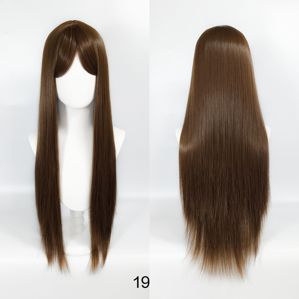 Fashionable dark brown long straight hair wig. Natural face contouring, air-style bangs. Multi-purpose cosplay wig.