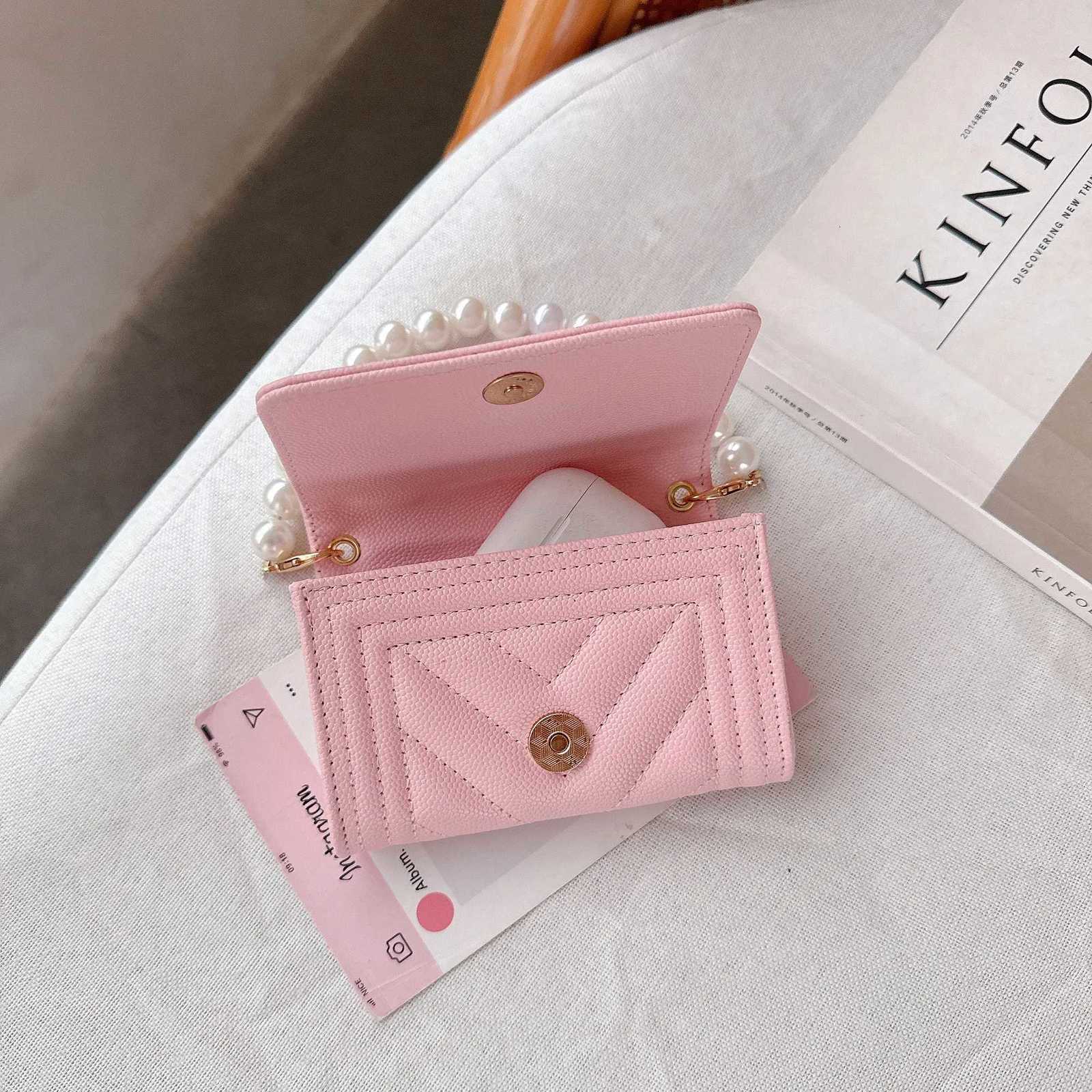 Pebbled V Quilt Card Case Small Wallet Clip PU Mini Handbag Small Square Bag for Women Mini Credit Card Wallet Purse Card Holders G250802