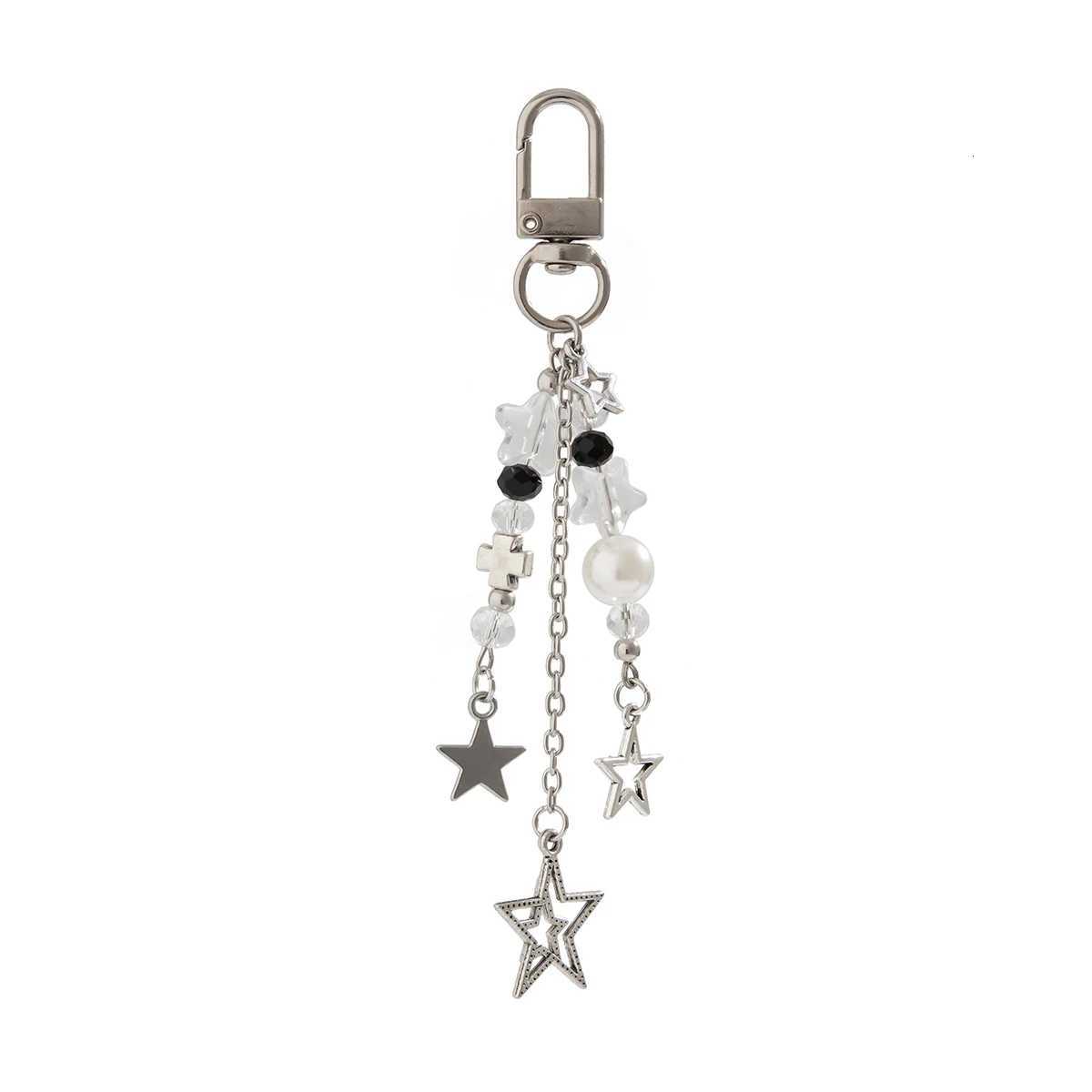 Ingemark Vintage Hollow Star Cross Pendant Keychain Korean Fashion Beads Keyring Jeans Bag Chain Pendant Y2K Jewelry Accessories G250802