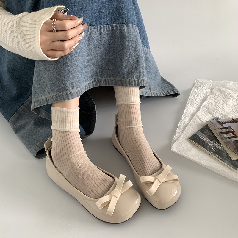 French Style Versatile Bowknot Skirt Matching Soft Sole Loafers for Women Outdoor 2025 Summer New Shallow Mouth Flat Shoes ddmythur
