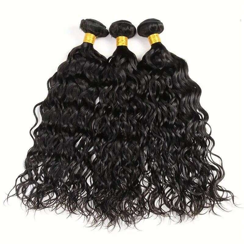 3Pcs Brazilian 10A 3 Pack Human Water Wave Bundle No Processing synthetic Styling Long-Lasting Glue Free Hair Extension 100%