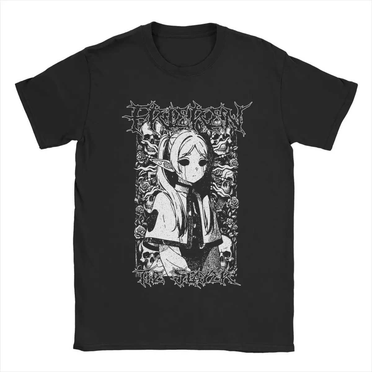 Womens T-shirt Frieren The Slayer Death Metal Clothing Fun T-shirt Short-sleeved Round Neck T-shirt The Slayer Anime Cartoon W250804