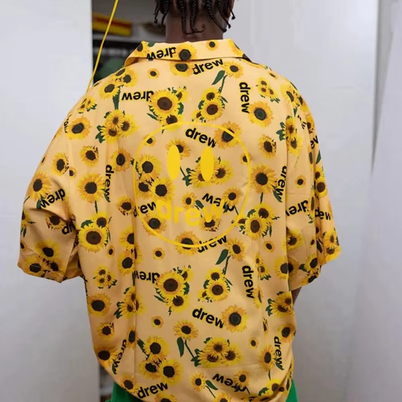 DREW HOUSE Sunflower shirt men's trend Loose couple Hawaiian half-sleeved floral shirts