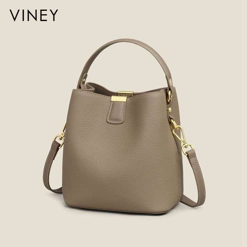 VINEY Bucket 2025 New Summer Messenger Genuine Leather Female High-end Commuter Bag Handbag