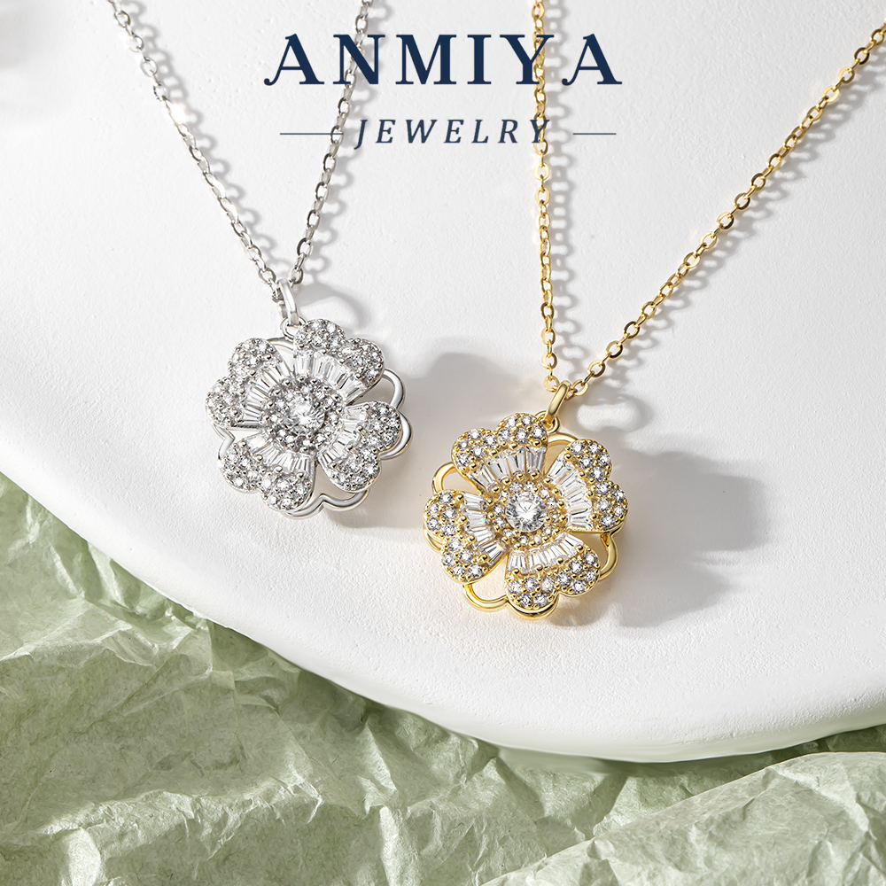 Jewelry Wholesale Hot Flower 925 Sterling Silver Shell Zirconia Necklace Women Bridal Fine Jewelry Sets
