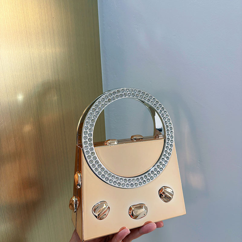 Glossy Ring Handle Fashion Handbag - Trendy Shoulder/Messenger Bag with Elegant Chain Strap