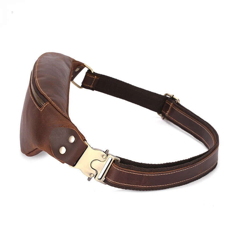 Men's Crazy Horse Leather Belt Classic Retro Crossbody Outdoor Storage Mountaineering Mobile Phone Bag