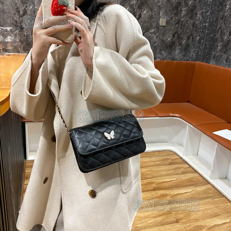 Womens 2025 Autumn/winter New Style Butterfly Chain Bag Fashion Shoulder Crossbody Bag Small Square Bag H250804
