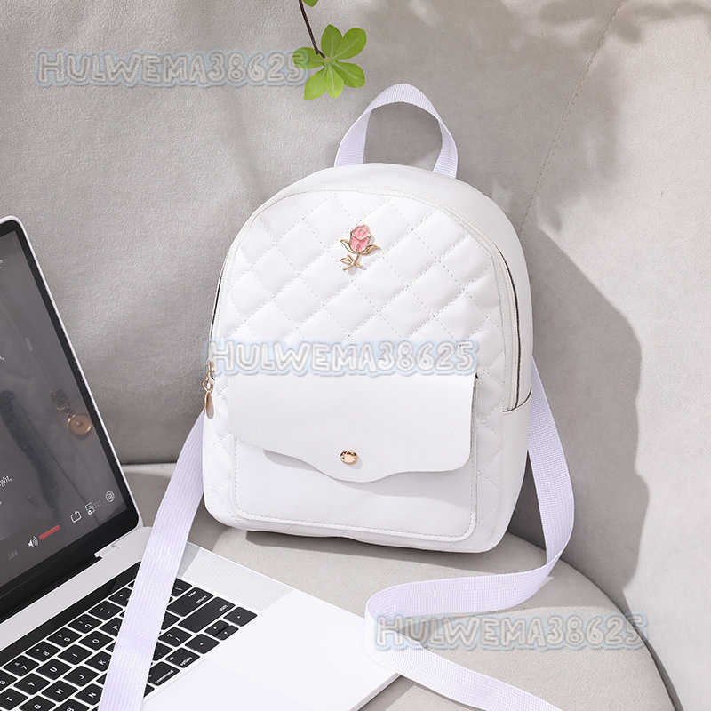 2025 Fashion Womens Bag Casual Quilted Small Backpack Handbag Shoulder Bag Rose Decoration Double Shoulder Bag H250804