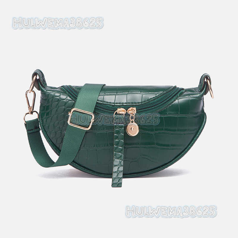 2025 Summer and Autumn Fashion Trend Womens Waist Bag Single Shoulder Crossbody Bag Crocodile Pattern Saddle Half Round Womens Bag H250804