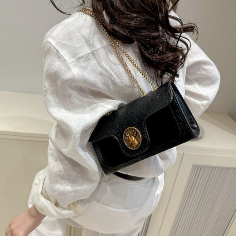 Lanjia- Women's Retro Flip Handbag Free Shipping Designer Splicing Chain Small Square New Fashion Single Shoulder Crossbody Casual Makeup Bag 6C8