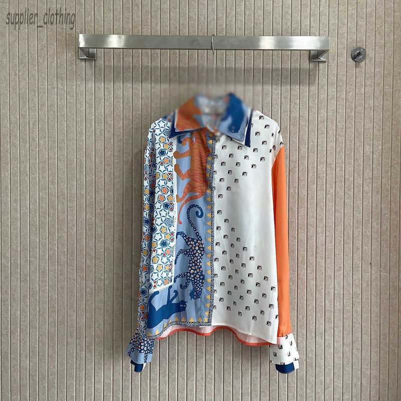 Women's Blouses & Shirts designer H luxury for woman Color Block Design Shirt Silk with Patchwork Looks Really Good in Real Life Especially Very Stylish PSXZ