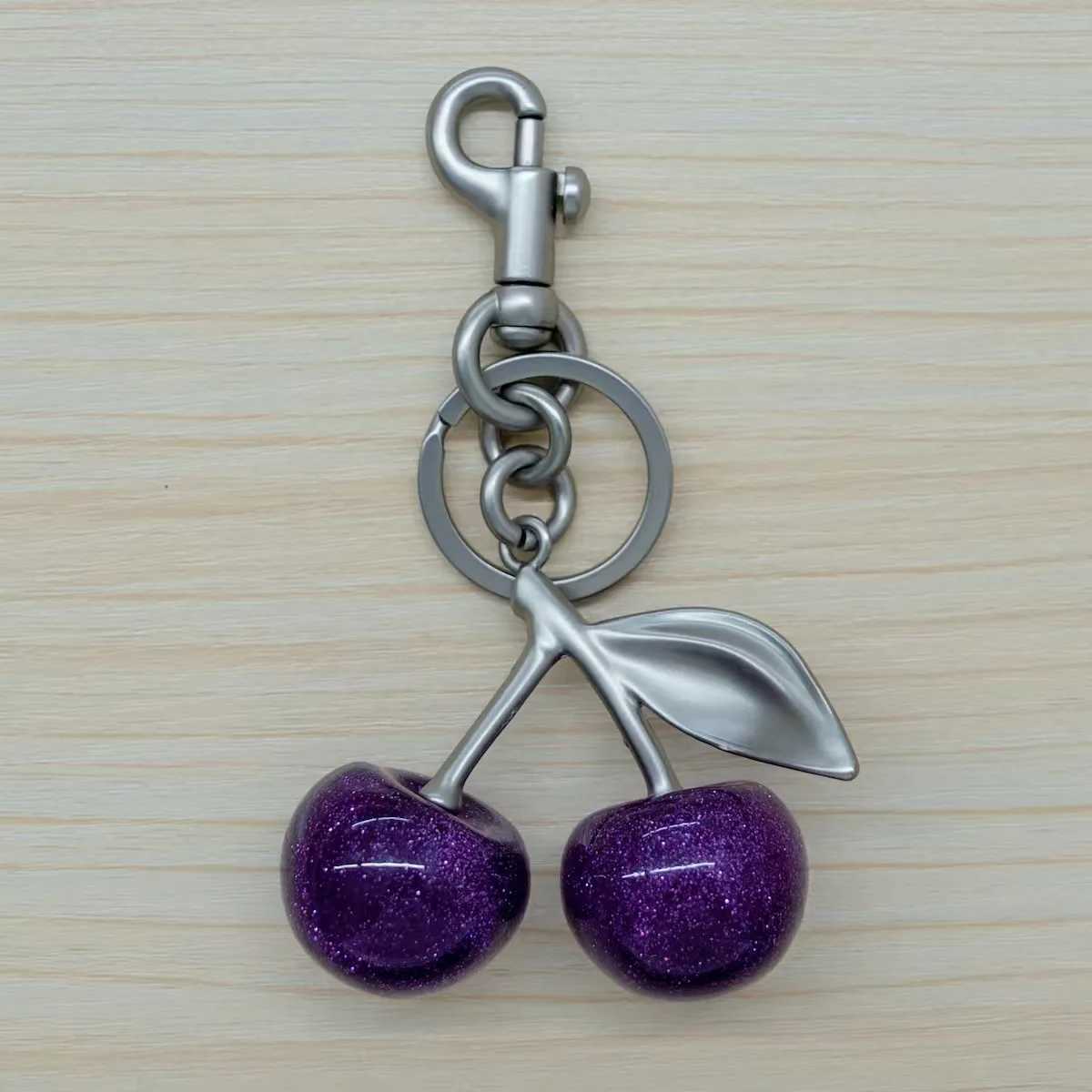 Purple Cherry Charm Pendant Decoration Womens High-Grade Keychain For Fashionable Handbag Shoulder Bag Christmas Gift G250802