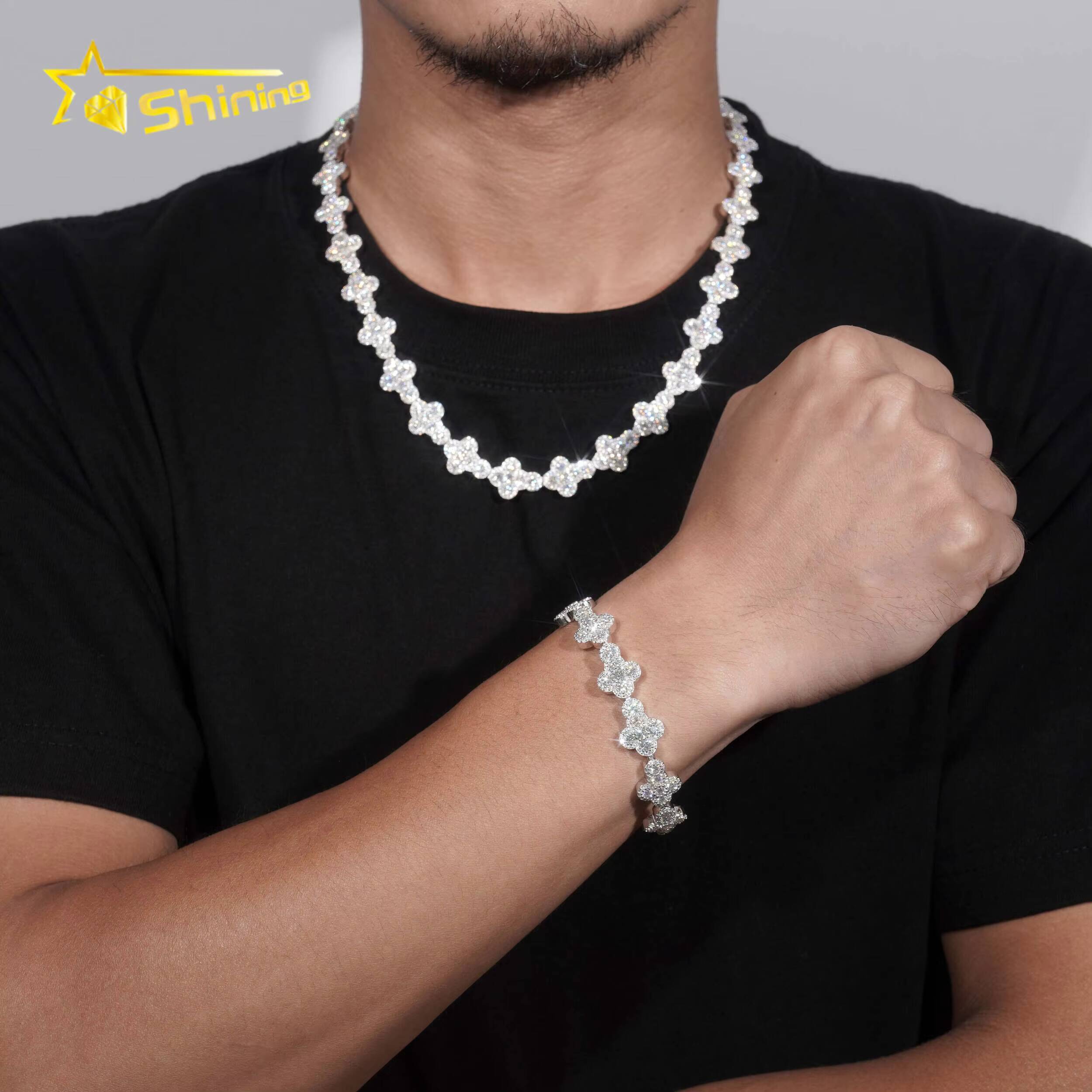 Hot Sale Cross Iced Out Chain 925 Sterling Silver Pass Diamond Tester GRA Certified VVS Moissanite Bracelets Hiphop Jewelry